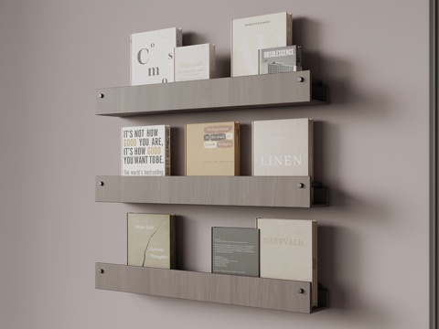 现代意式书架 实木书架su模型