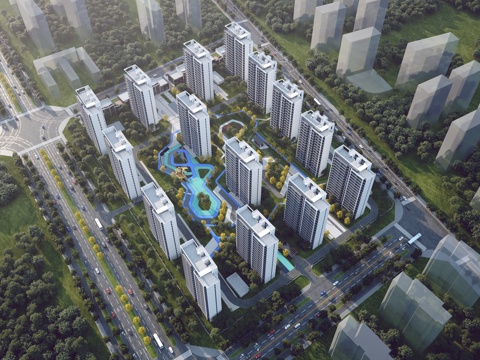  高层住宅小区3d模型 