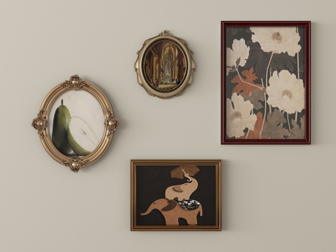  美式装饰画 挂画组合3d模型 