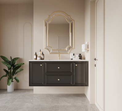 法式复古风浴室柜 洗手台su模型