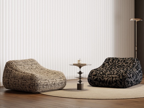 现代懒人沙发 布艺沙发su模型