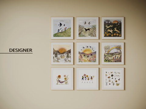 现代挂画 客厅装饰画su模型