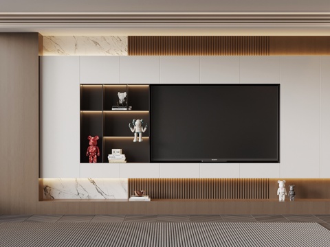 意式背景墙su模型