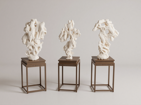 新中式太湖石雕塑su模型