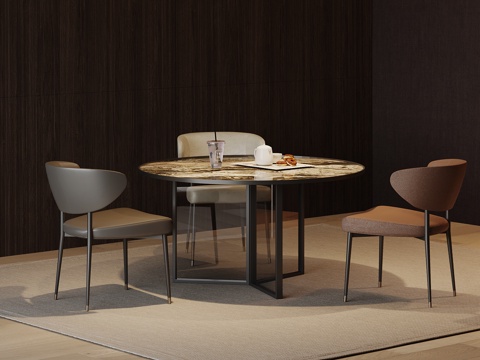 现代休闲桌椅 洽谈桌椅 圆桌su模型