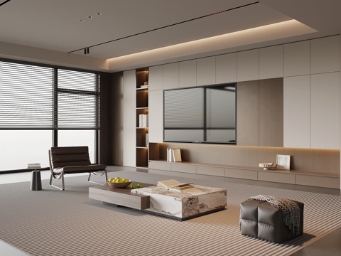  意式客厅3d模型 