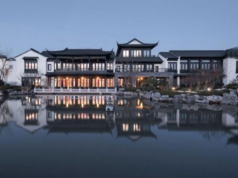 新中式山地度假酒店 酒店建筑  酒店民宿su模型