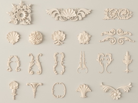 欧式雕花 角花 石膏构件su模型