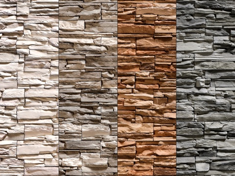  石墙套装6 - Vray材质3d模型 