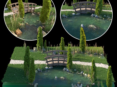  溪流与木桥3d模型 