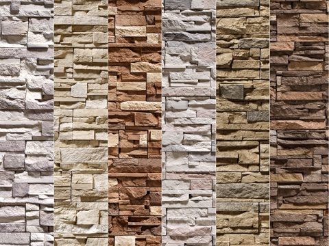  石墙套装7 - Vray材质3d模型 