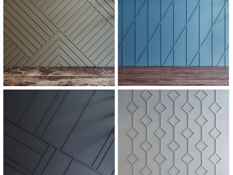  现代抽象壁板3d模型 