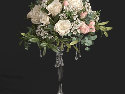  玫瑰蜡花束3d模型 