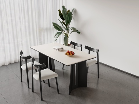 现代餐桌椅 极简餐桌椅 餐桌餐椅组合  餐桌 餐椅su模型