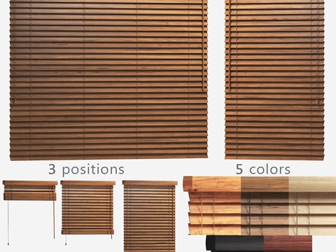  50毫米木质百叶窗，90厘米与180厘米两种宽度可选3d模型 