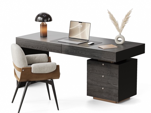  MINOTTI 现代意式书桌椅  办公桌 书桌 书椅 扶手椅3d模型 