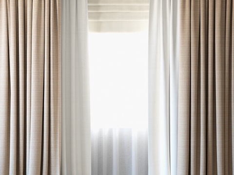  窗帘 20 带薄纱的窗帘3d模型 