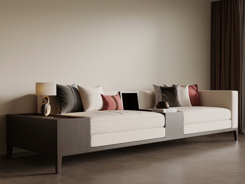 新中式多人沙发 休闲沙发su模型