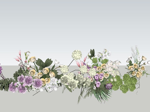  景观绿植花本植物组合su模型 