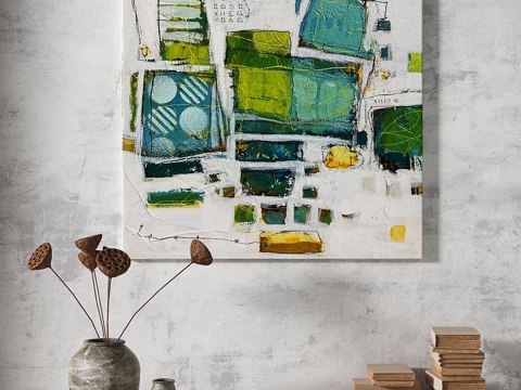  现代，轻奢，侘寂，肌理，简约，抽象，复古，装饰画3d模型 