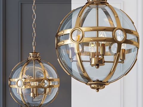  Eichholtz灯笼吊灯Hagerty黄铜款3d模型 