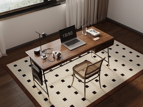 中古风书桌椅su模型