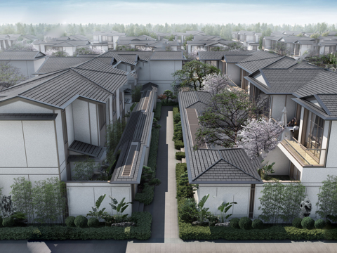 新中式别墅 独栋 二层su模型