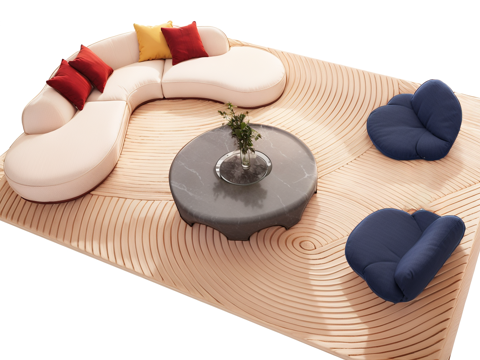  沙发茶几su模型 