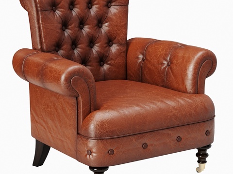  经典皮革扶手椅3d模型 