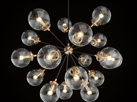  RH Bistro Globe透明玻璃爆裂水晶吊灯3d模型 
