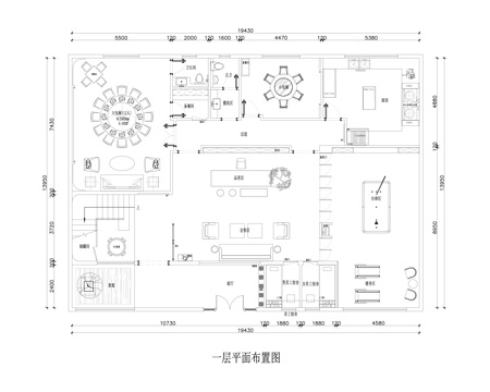 休闲接待会所平面图cad施工图