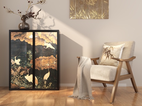  新中式斗柜3d模型 