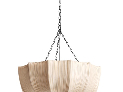  新中式圆形布艺装饰吊灯3d模型 