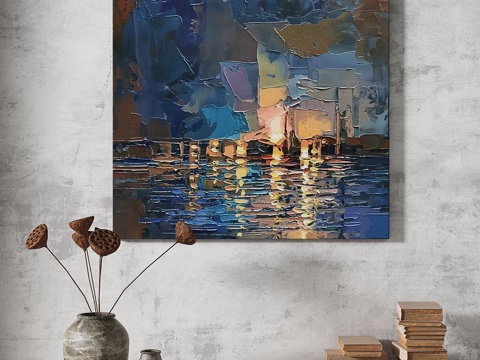  现代，轻奢，侘寂，肌理，简约，抽象，复古，装饰画3d模型 