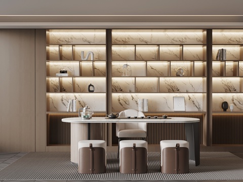  现代意式书房3d模型 