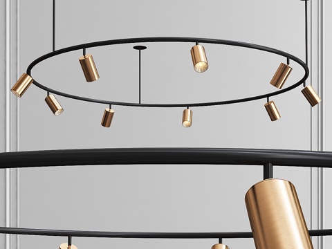  圆形吊灯3d模型 