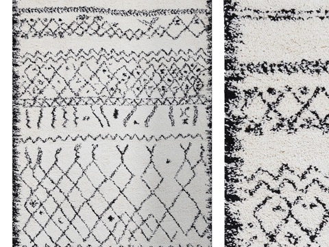  Think Rugs波西米亚风5402黑白地毯3d模型 