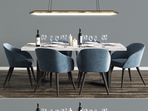  现代餐桌套装53d模型 