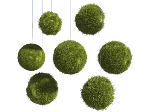  装饰苔藓球 苔藓球 植物球 灌木球 苔藓组合 苔藓挂件 现代3d模型 