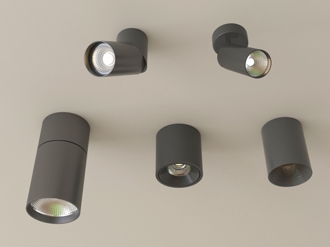  现代筒灯射灯 明装射灯 转向式su模型 