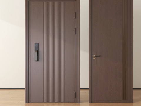 现代入户门 防盗门 卧室门 平开门su模型