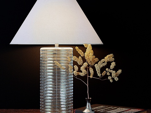  拉夫劳伦 条纹罐形台灯3d模型 