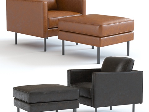  西橡木 Axel 皮革扶手椅3d模型 