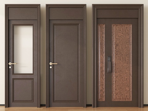  中古单开门 玻璃单开门 长虹玻璃单开门 木单开门3d模型 