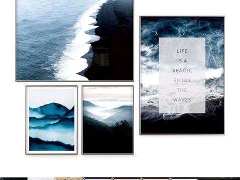  海浪享受海浪海报套装3d模型 