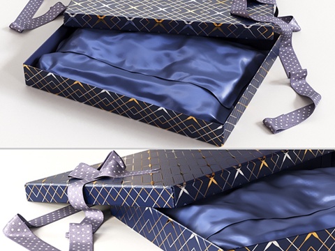  系缎带的开启礼盒3d模型 