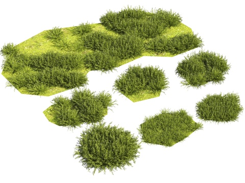  苔藓 草地 地被 植物球 灌木 苔藓组合 现代苔藓su模型 