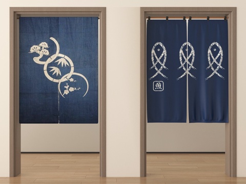 现代窗帘 门帘 布帘su模型