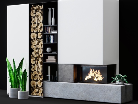  现代壁炉3d模型 