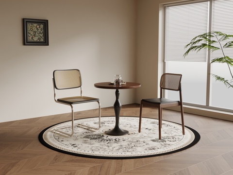 法式复古风休闲桌椅su模型